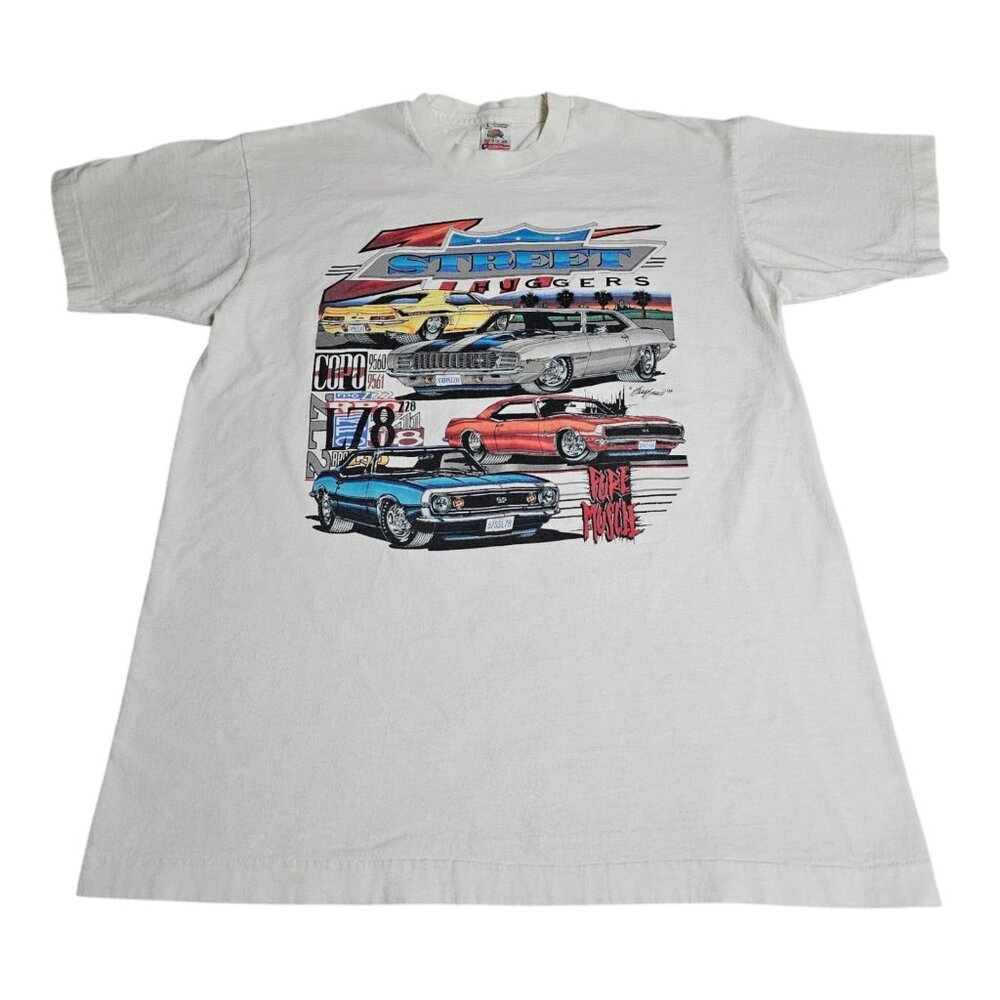 Vintage Street Huggers Camaro T-Shirt Rock N Roll Muscle Cars Double Sided‎ L